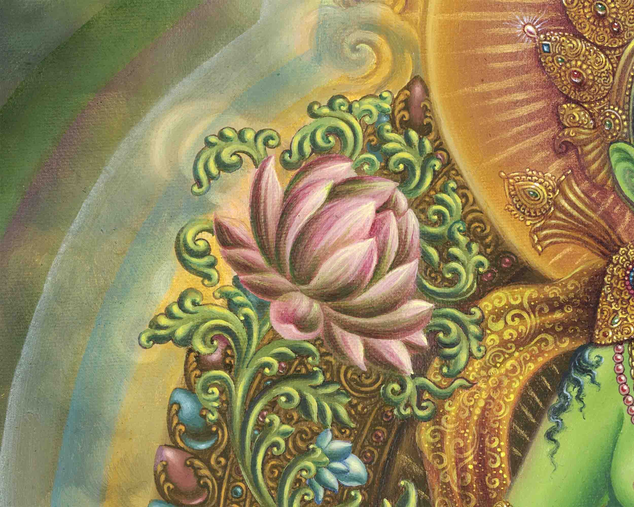 Sacred  Green Tara Thangka Digital Print |  Fine Quality Print
