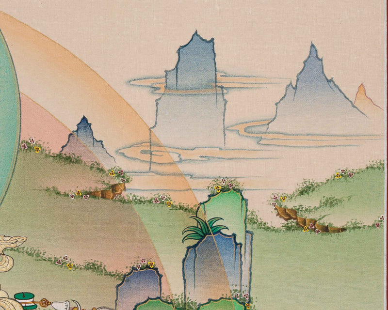 High-Quality Thangka Print To Practice Mantra Of Guru Rinpoche | Padmasambhava Tibetan Poster For Meditation