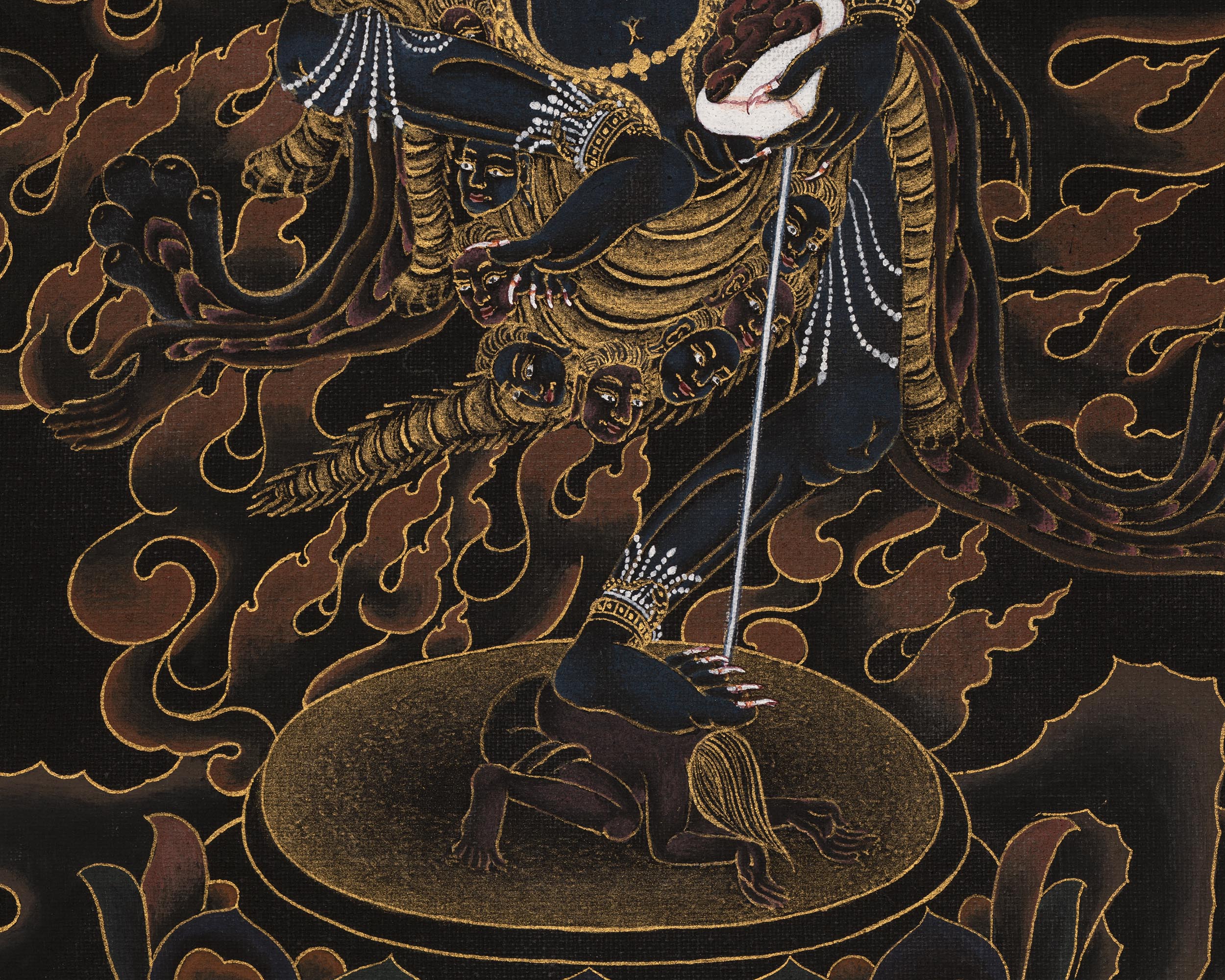 Troma Nagmo Thangka | Dakini In Black And Gold | Includes Brocade