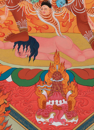 Digital Print On Cotton Canvas For Ekajati Mantra Practice | Ekajati With others Dorje Legpa & Rahula Thangka Print