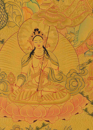 Full 24K Gold Green Tara Thangka | Wall Decoration Art