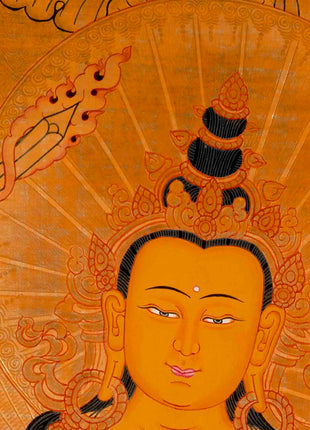 Gold Manjushri Thangka | Tibetan Buddhist Wall Decor Art