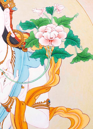 White Tara Symbolism Thangka | Hand-Painted Tibetan Tara Buddhism Art