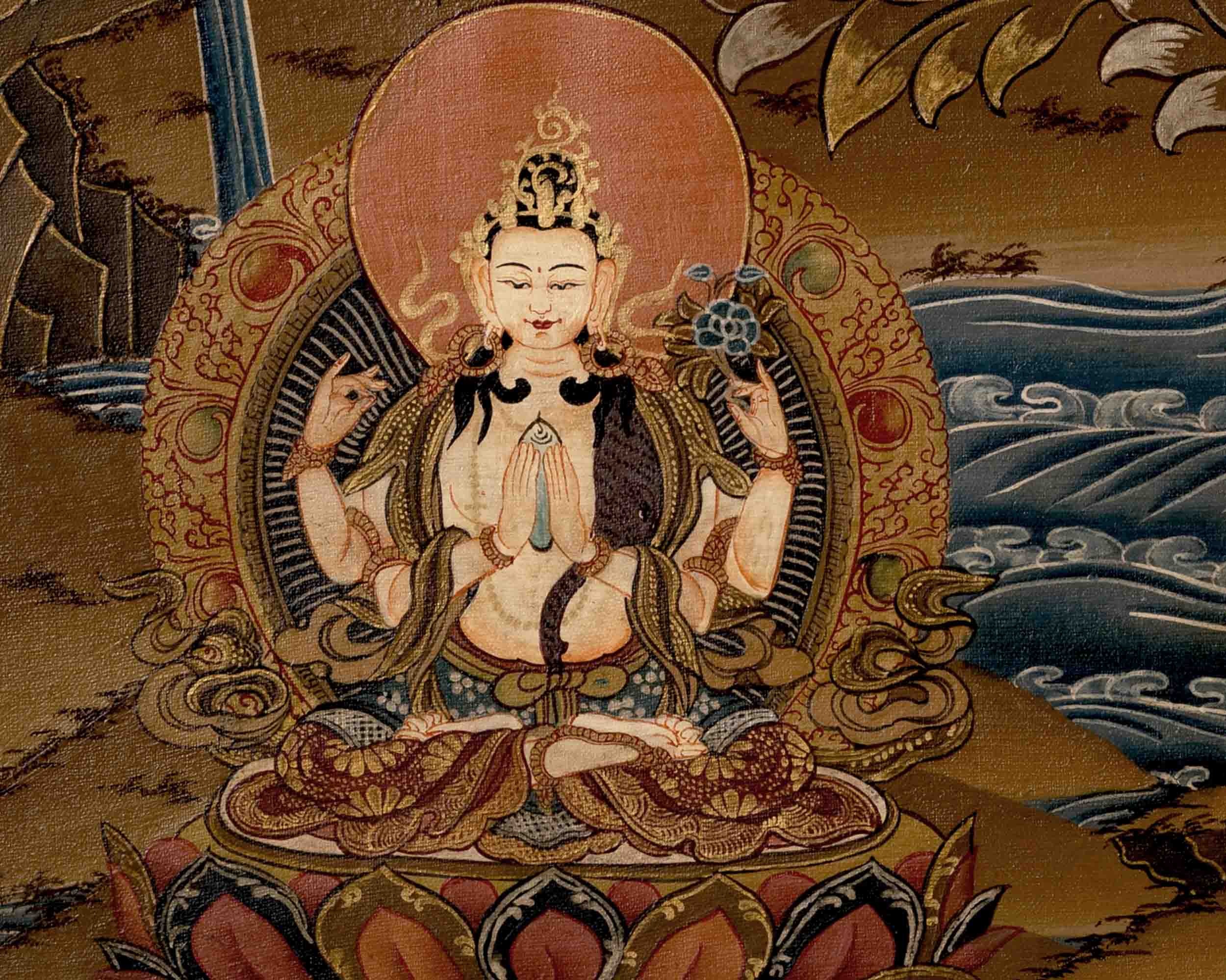 Manjushree Bodhisattva Thangka | Religious Buddhist Art | Wall Decors