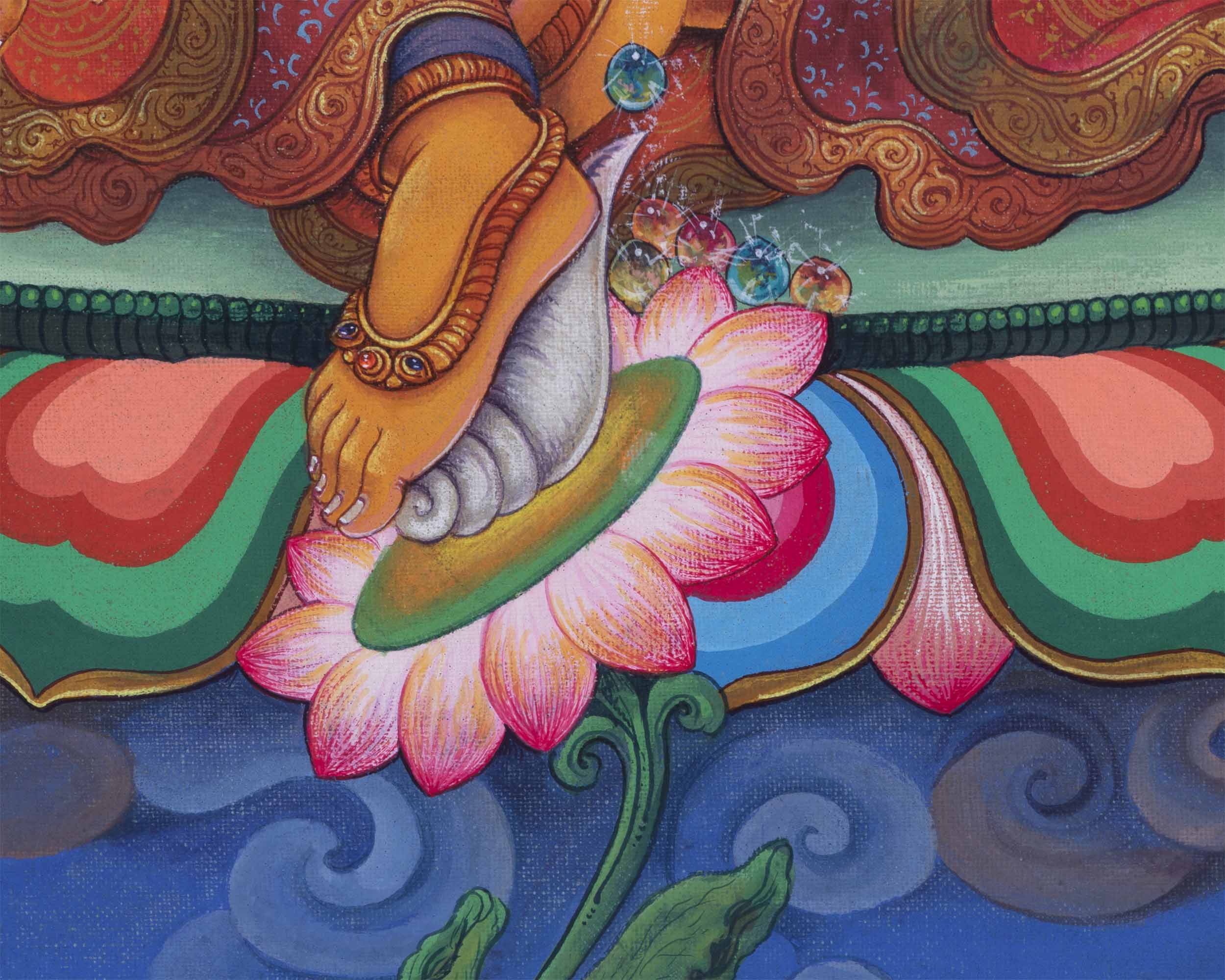 The God Of Wealth, Jambhala Thangka Print | High-Quality Pauba Canvas Print Of Buddhist Wealth Deity