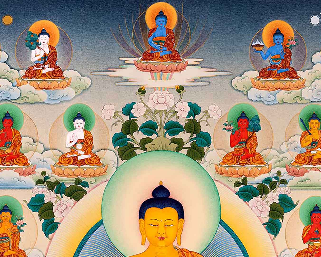 Traditionally Hand-Painted 35 Buddhas Thangka | Himalayan Tibetan Buddhist Art