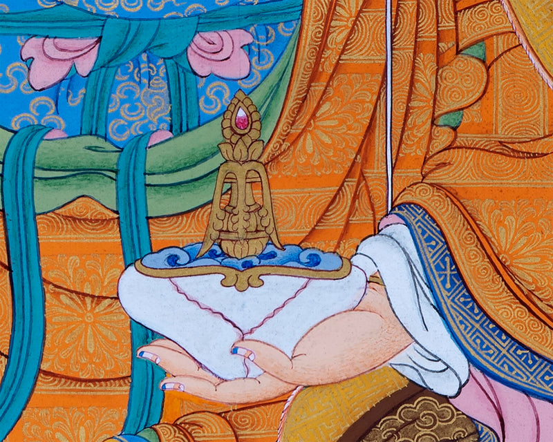 Guru Rinpoche with Chenrezig and Amitabha | Buddha Of Vajrayana  | Thangka