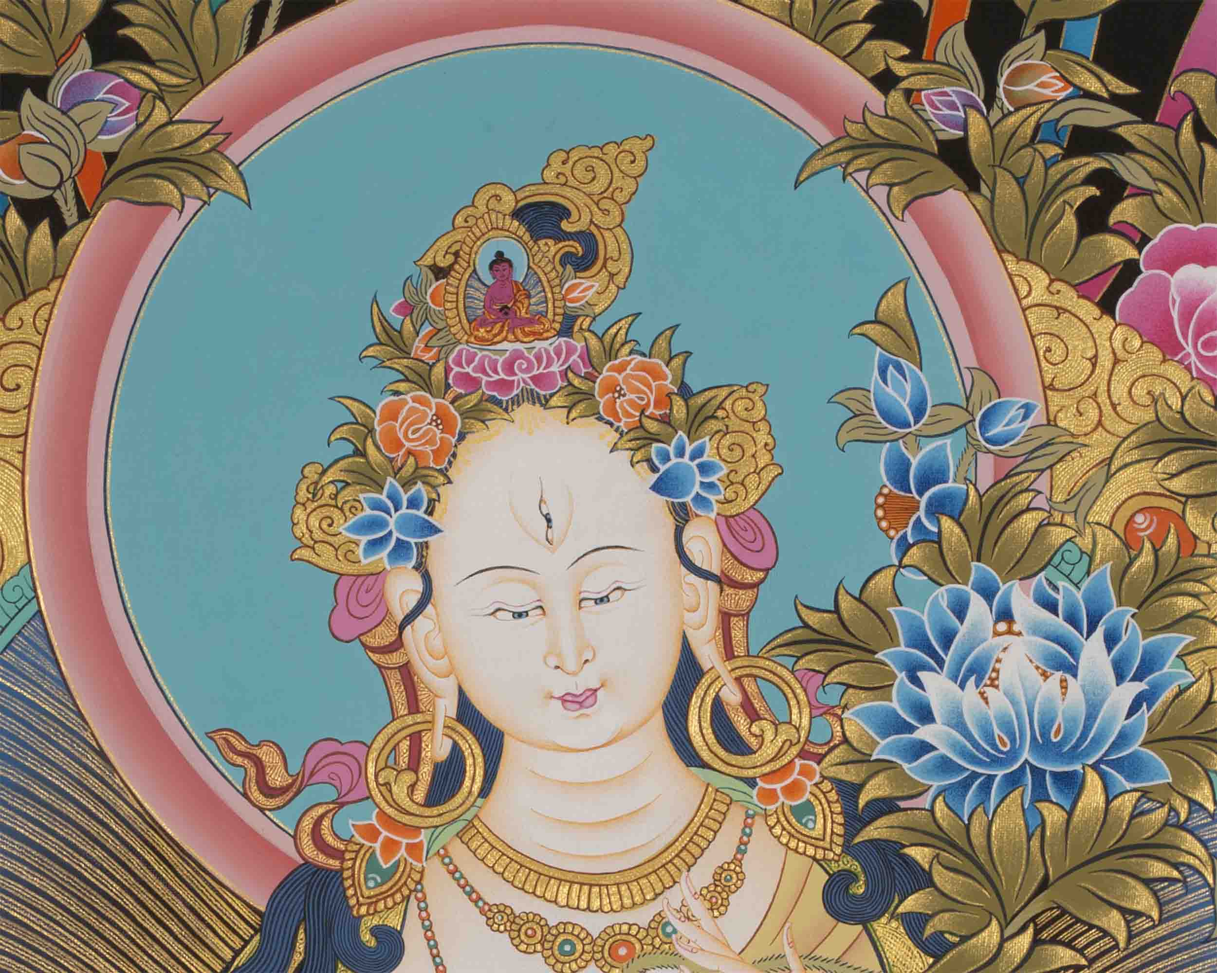 Handpainted White Tara | Tibetan Tara Print