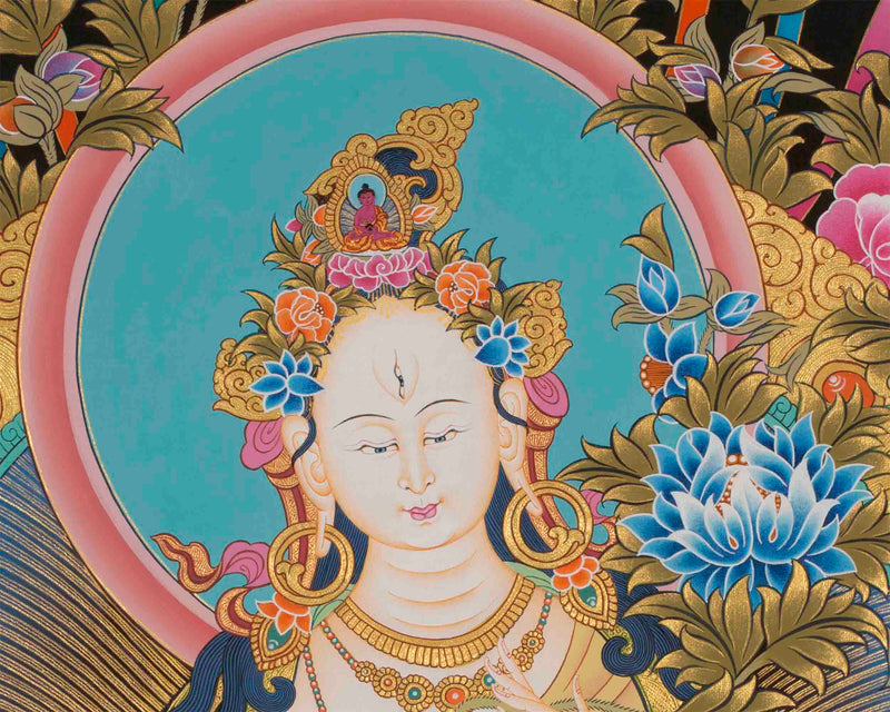 Handpainted White Tara | Tibetan Tara Print
