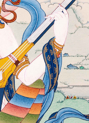Mother Saraswati Thangka, Tibetan Art of Dakini