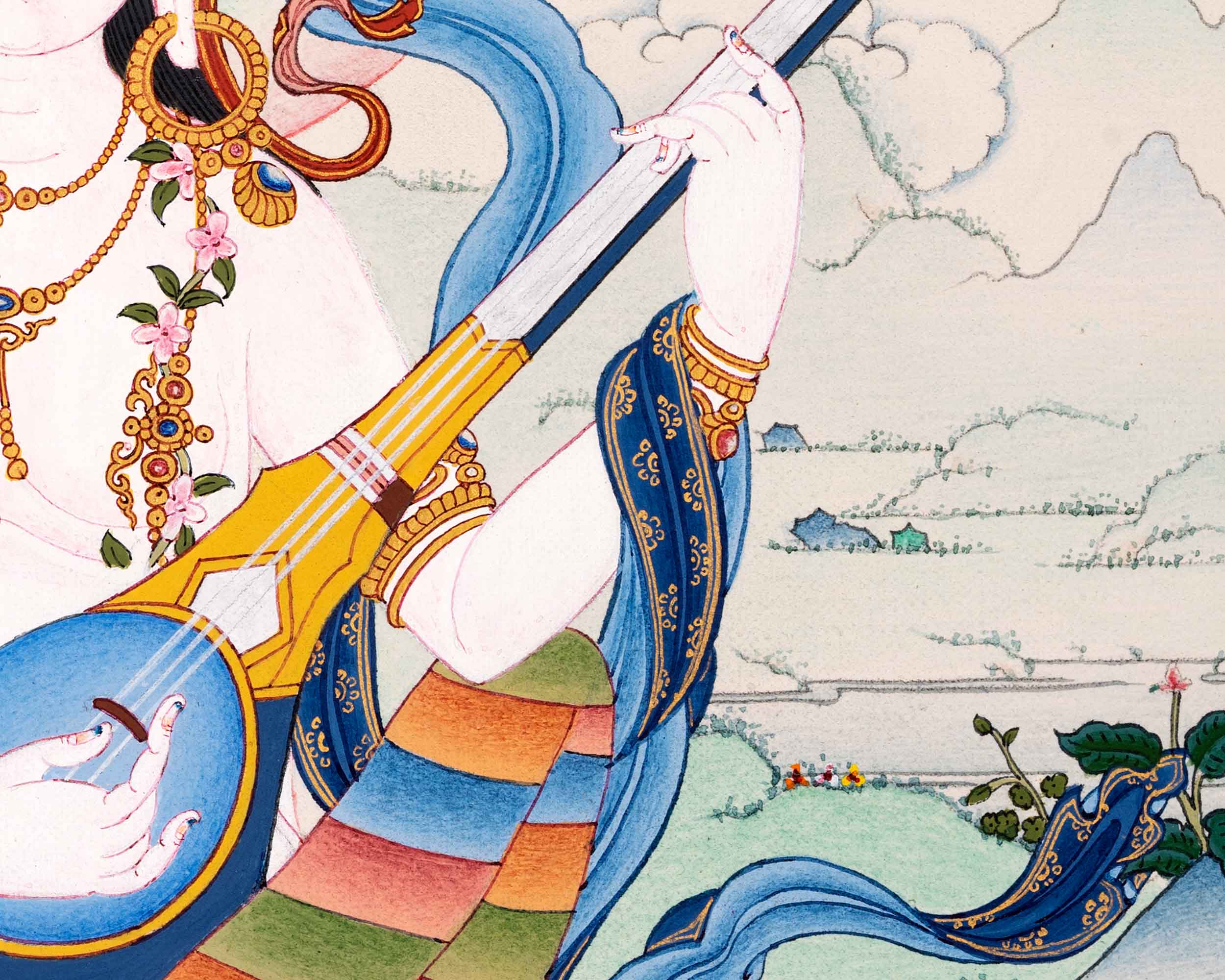 Mother Saraswati Thangka, Tibetan Art of Dakini