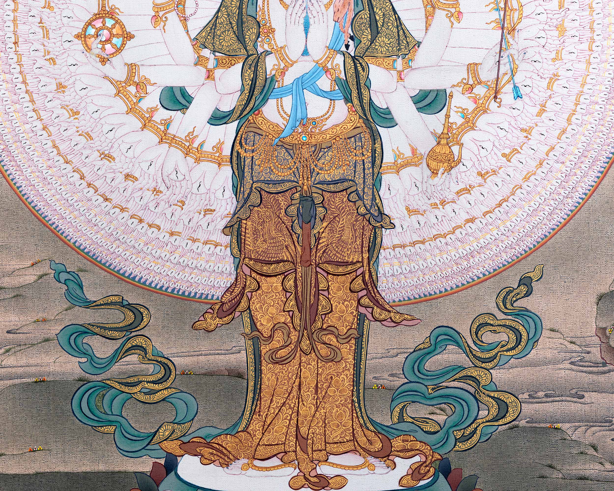 1000 Armed Avalokiteshvara Thangka Print | Traditional Tibetan Painting