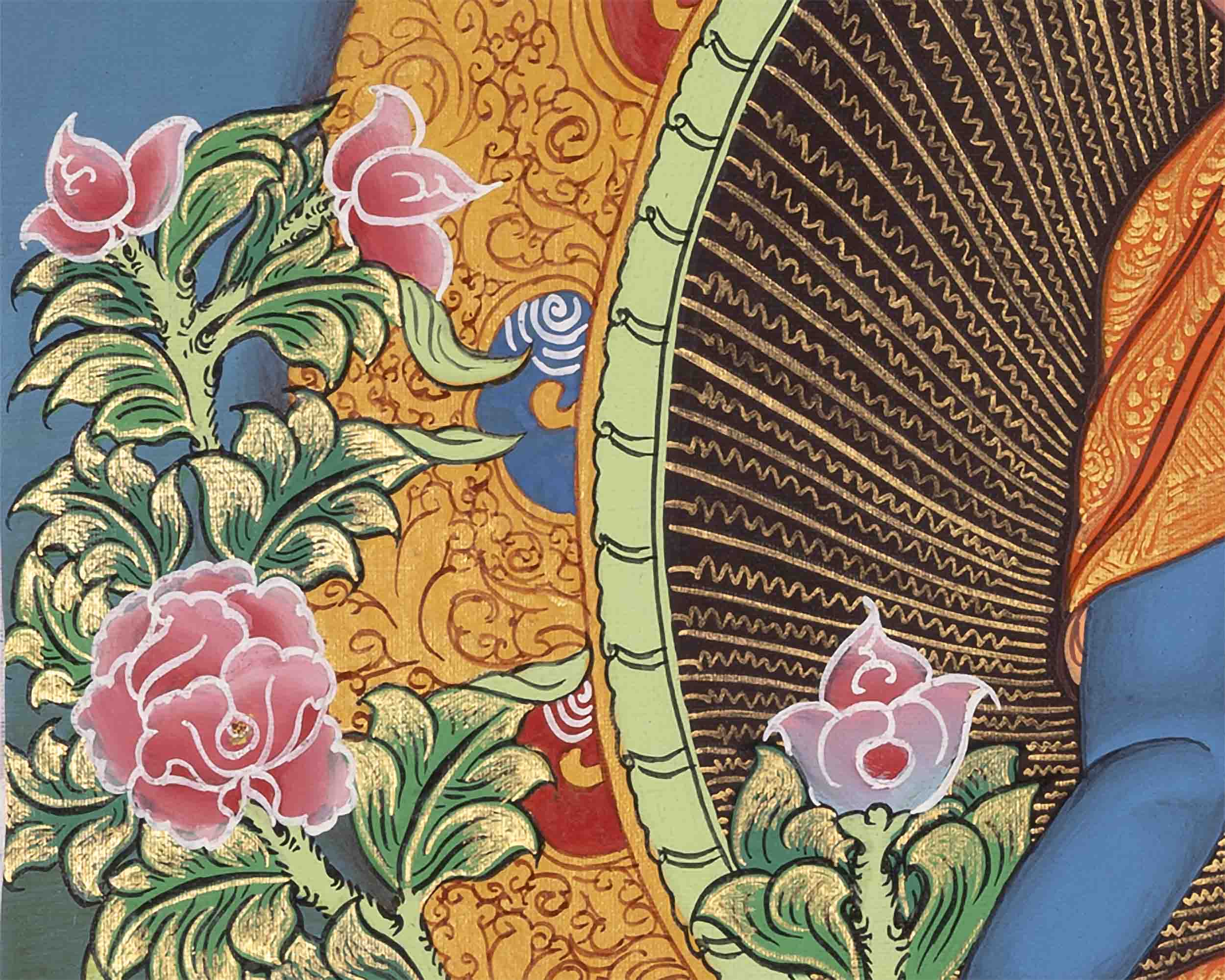 Thangka Of Medicine Buddha | 5 Dhyani Buddha | Religious Wall Decor