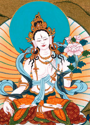 Amitayush With White Tara and Namgyalma Canvas Print |   High Quality Giclee Canvas Print