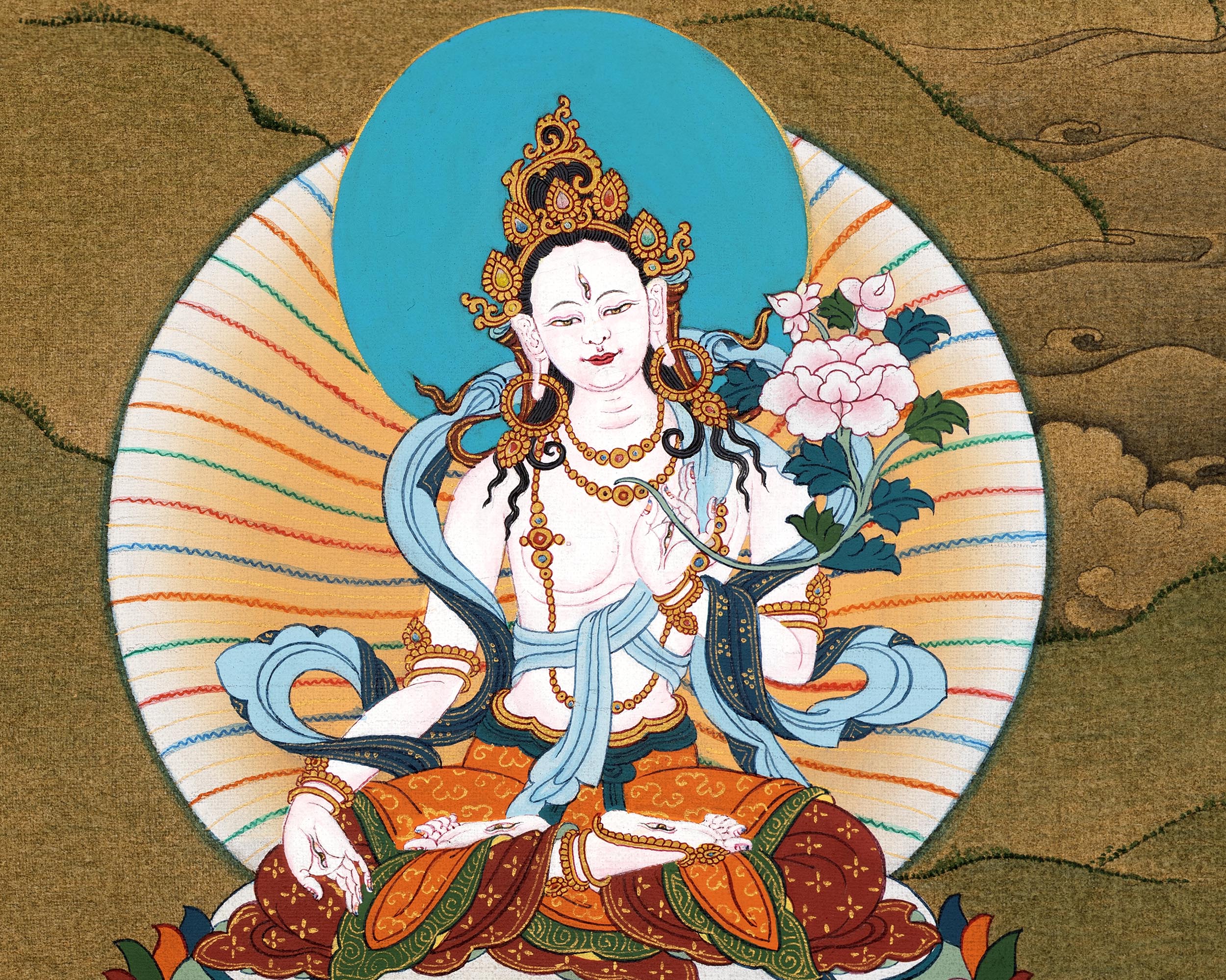 Amitayush With White Tara and Namgyalma Canvas Print |   High Quality Giclee Canvas Print