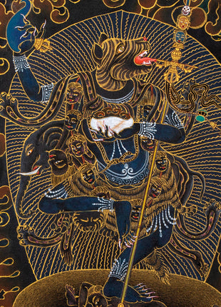Simhamukha Thangka (Order) | Simhamukha Thangka | Black And Gold