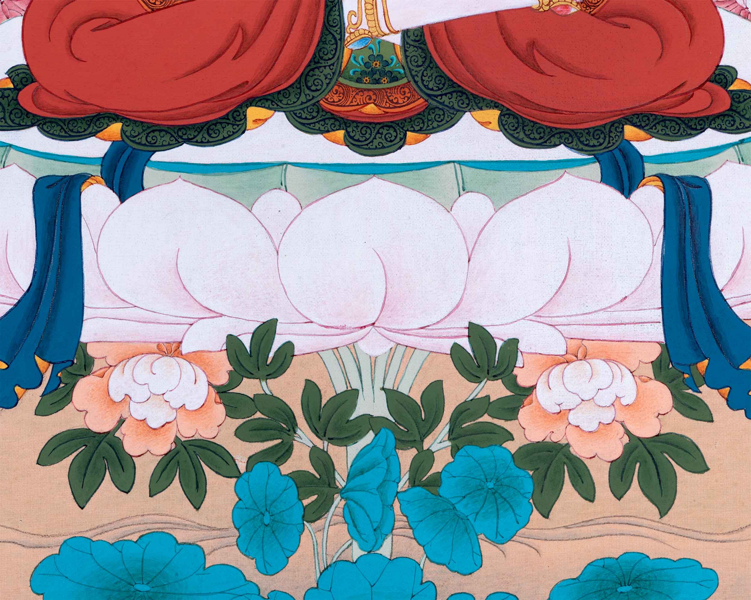 The Compassion Bodhisattva Chenrezig Thangka Art | Four Armed Chenrezig Hand Painted Art For Wall Decoration