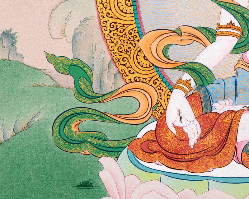 White Tara Buddha Thangka | Hand Painted Tibetan Buddhist Art