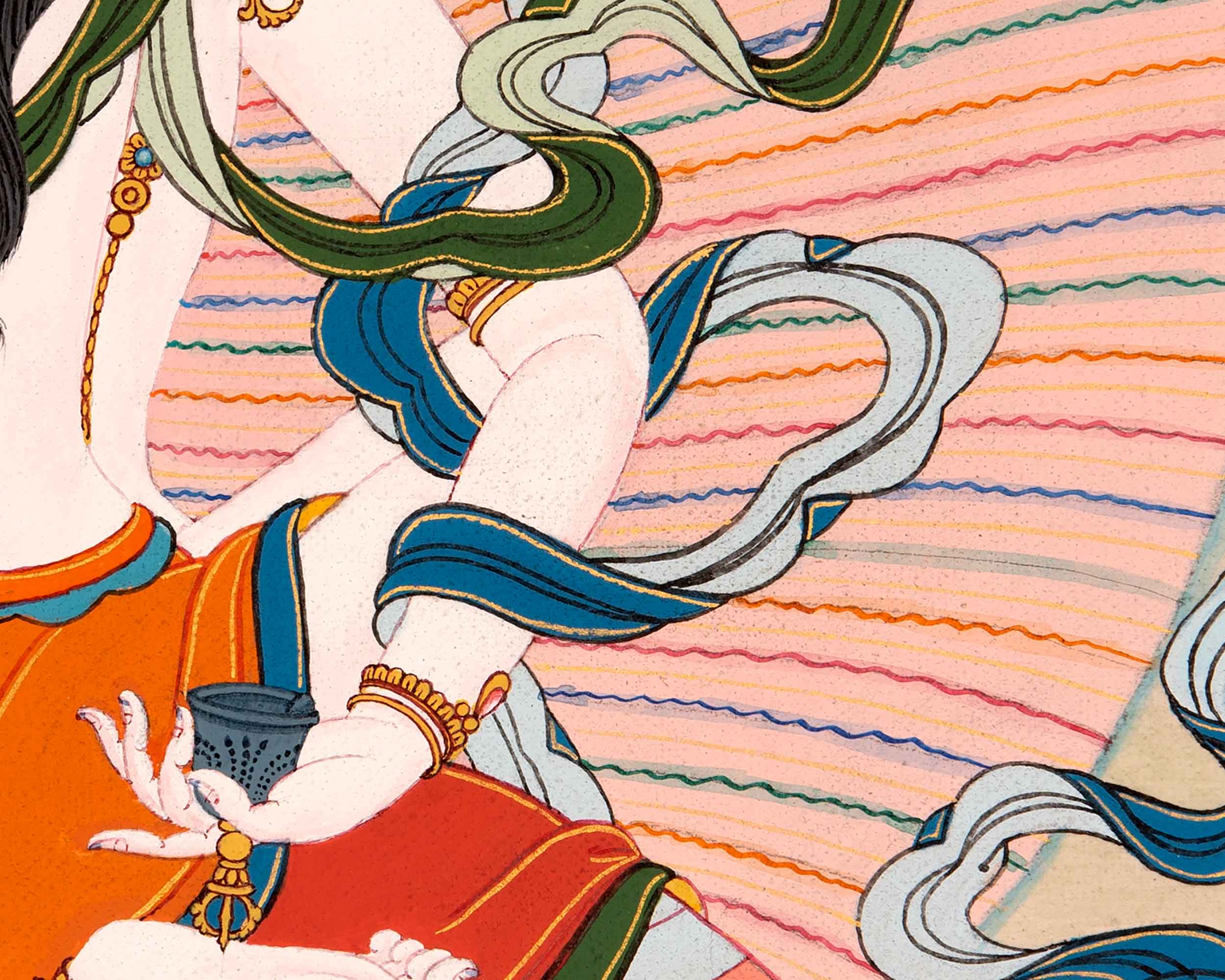 Vajrasattva with Consort Thangka | Finely Hand Painted Art