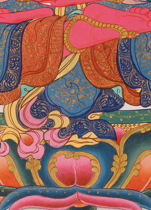 Red Amitayus Buddha Thangka | Religious Hand Painting | Wall Decors