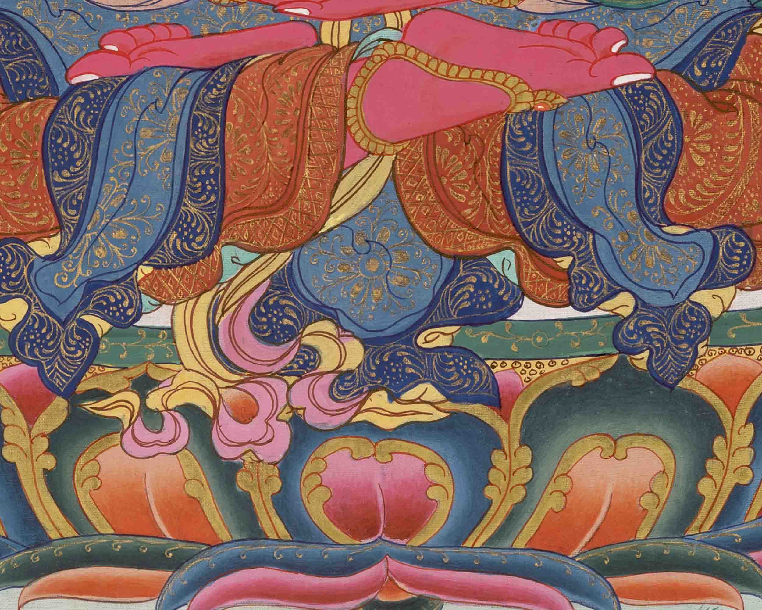 Red Amitayus Buddha Thangka | Religious Hand Painting | Wall Decors