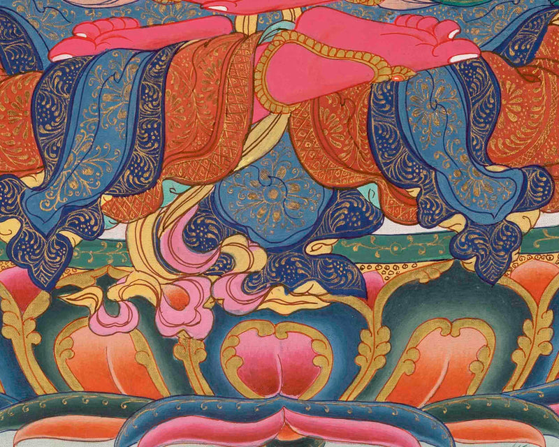 Red Amitayus Buddha Thangka | Religious Hand Painting | Wall Decors