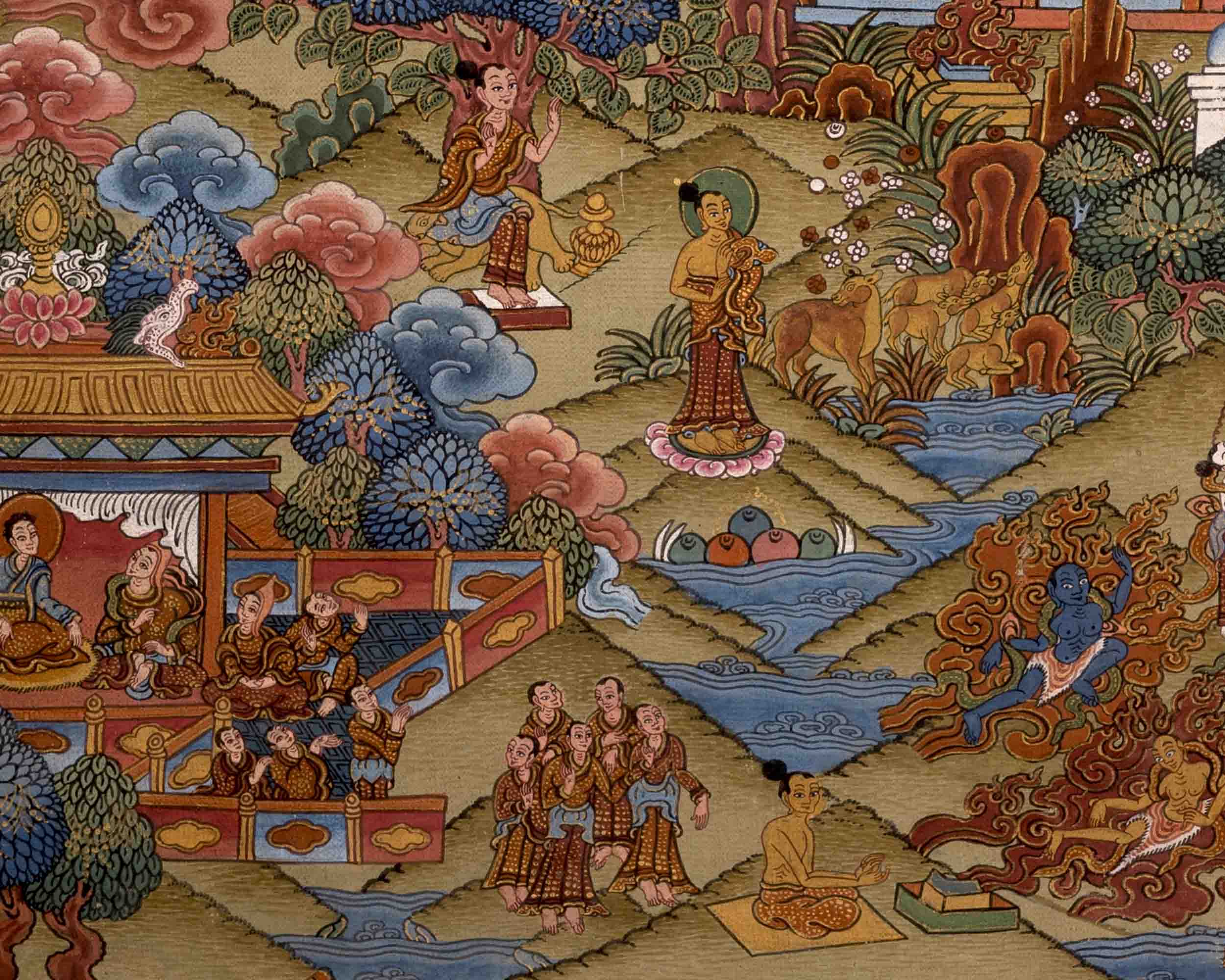 Vintage Buddha life Story Thangka | Wall Decoration Painting