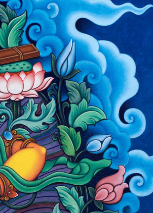 Manjushri Bodhicitta Prayer Thangka Print | The Bodhisattva Of Compassion Art For Daily Prayers