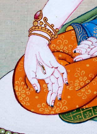 White Tara Thangka | Karma Gadri Style Painting | Female Buddha