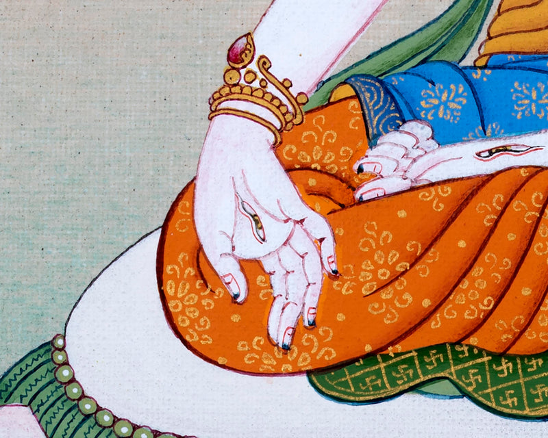 White Tara Thangka | Karma Gadri Style Painting | Female Buddha