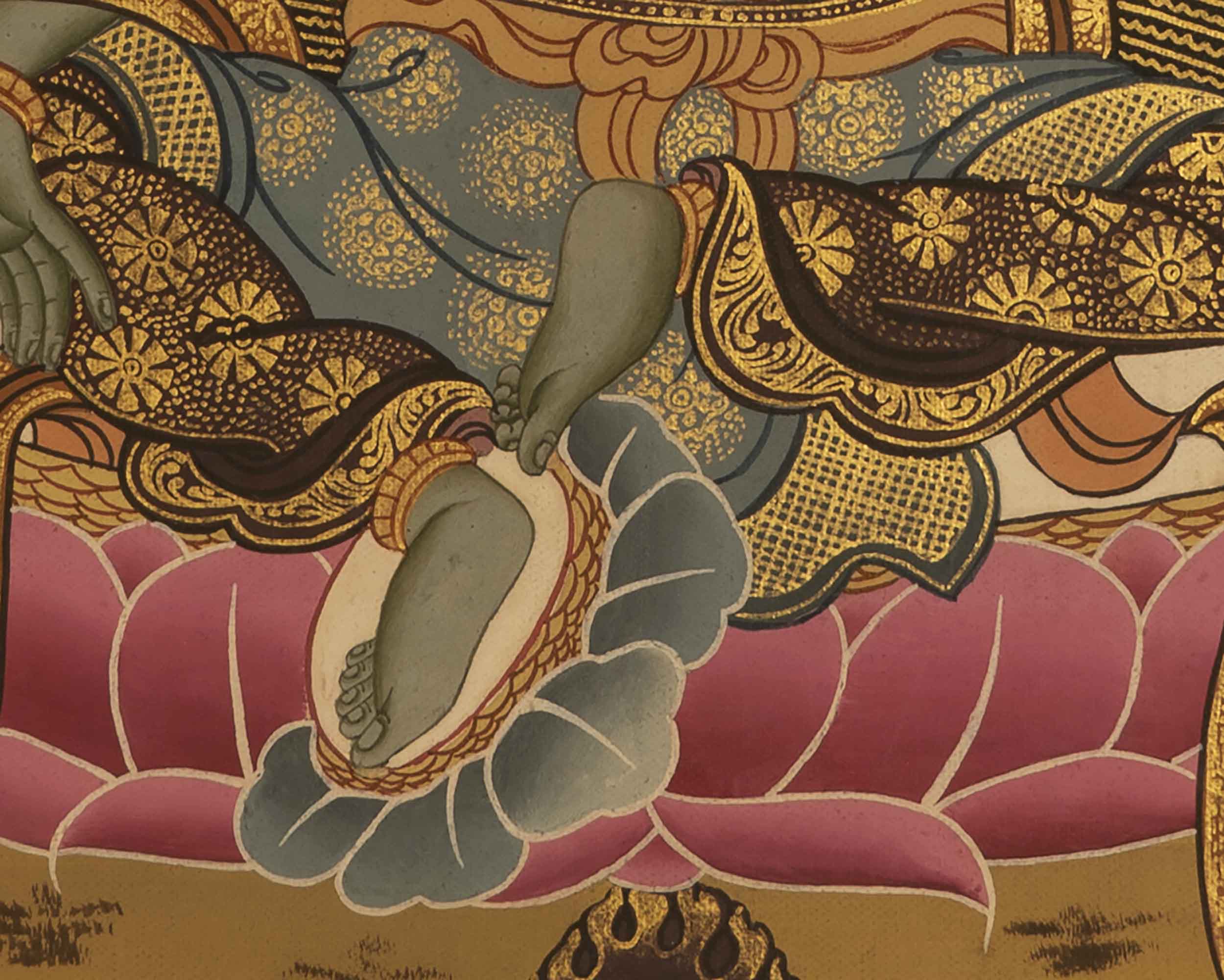 Small Green Tara Thangka | Religious Art For Wall Decor