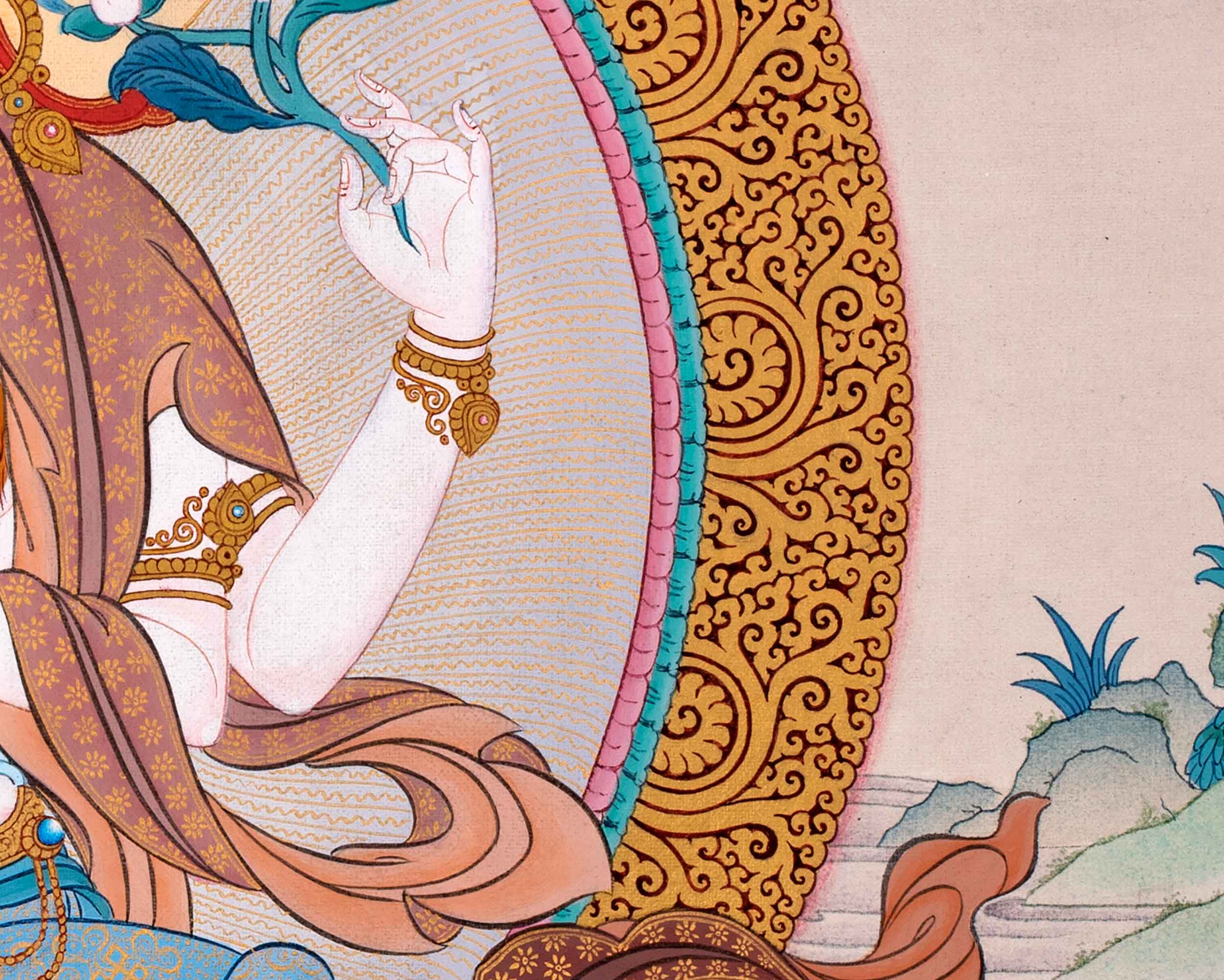 4 Armed Chenrezig Thangka | High Quality Avalokiteshvara Painting