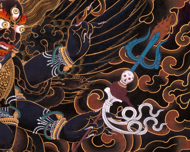 Vajrakilaya Painting, Tibetan Thangka with 24K Gold