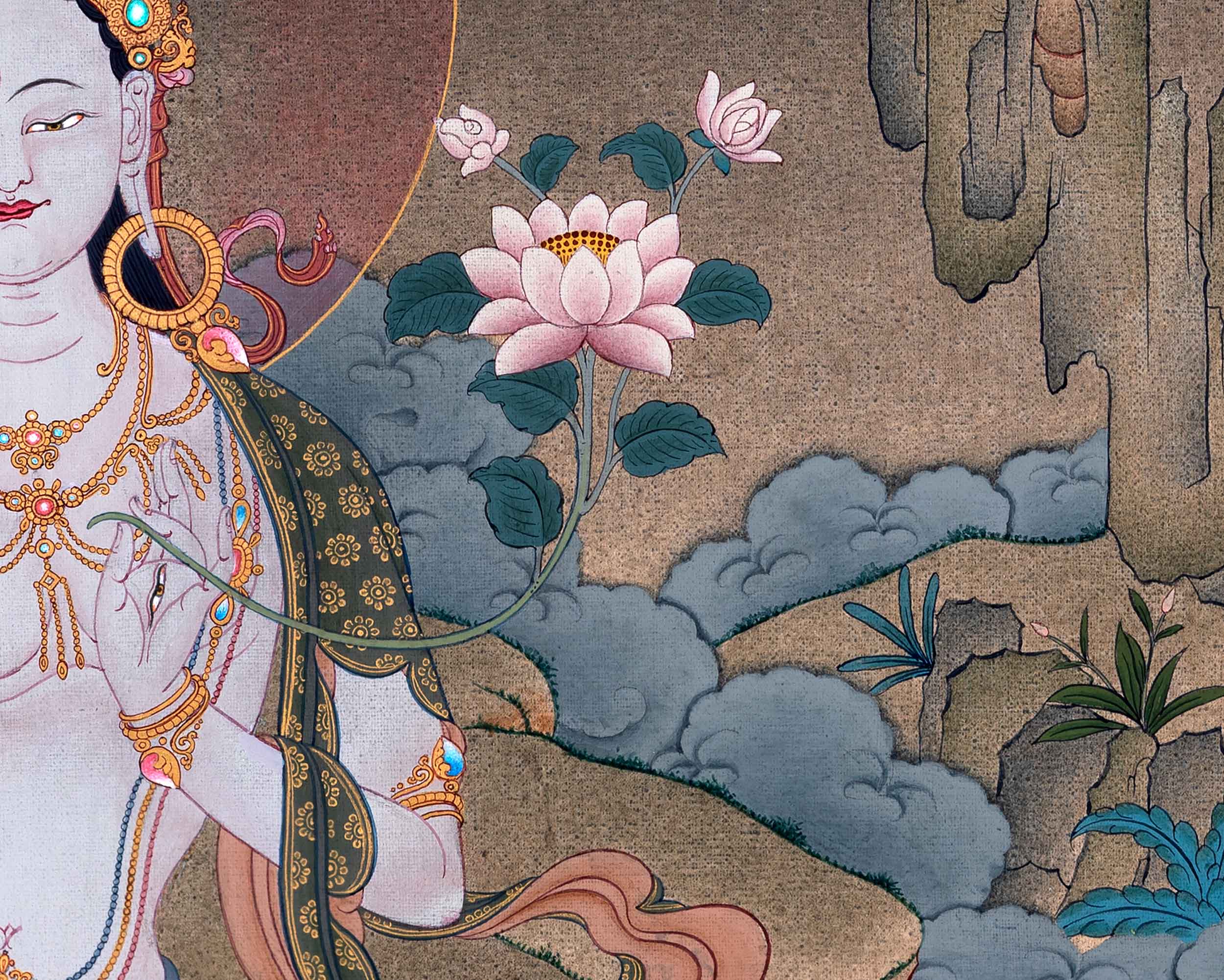 White Tara Empowerment Thangka | Female Bodhisattva Tibetan Art