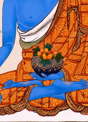 Medicine Buddha Tibetan Thangka Art For Healing Practice | Traditionally Hand-Painted Buddhist Art