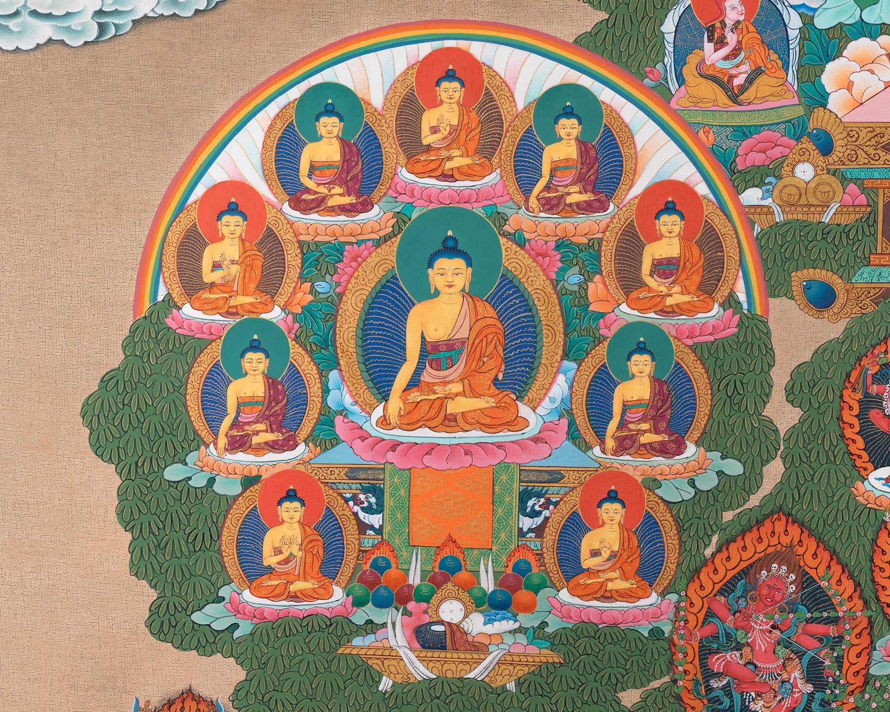Sakda Tree Sakya Refuge Tree | Vajradhara lineage | Tibetan Thangka Painting