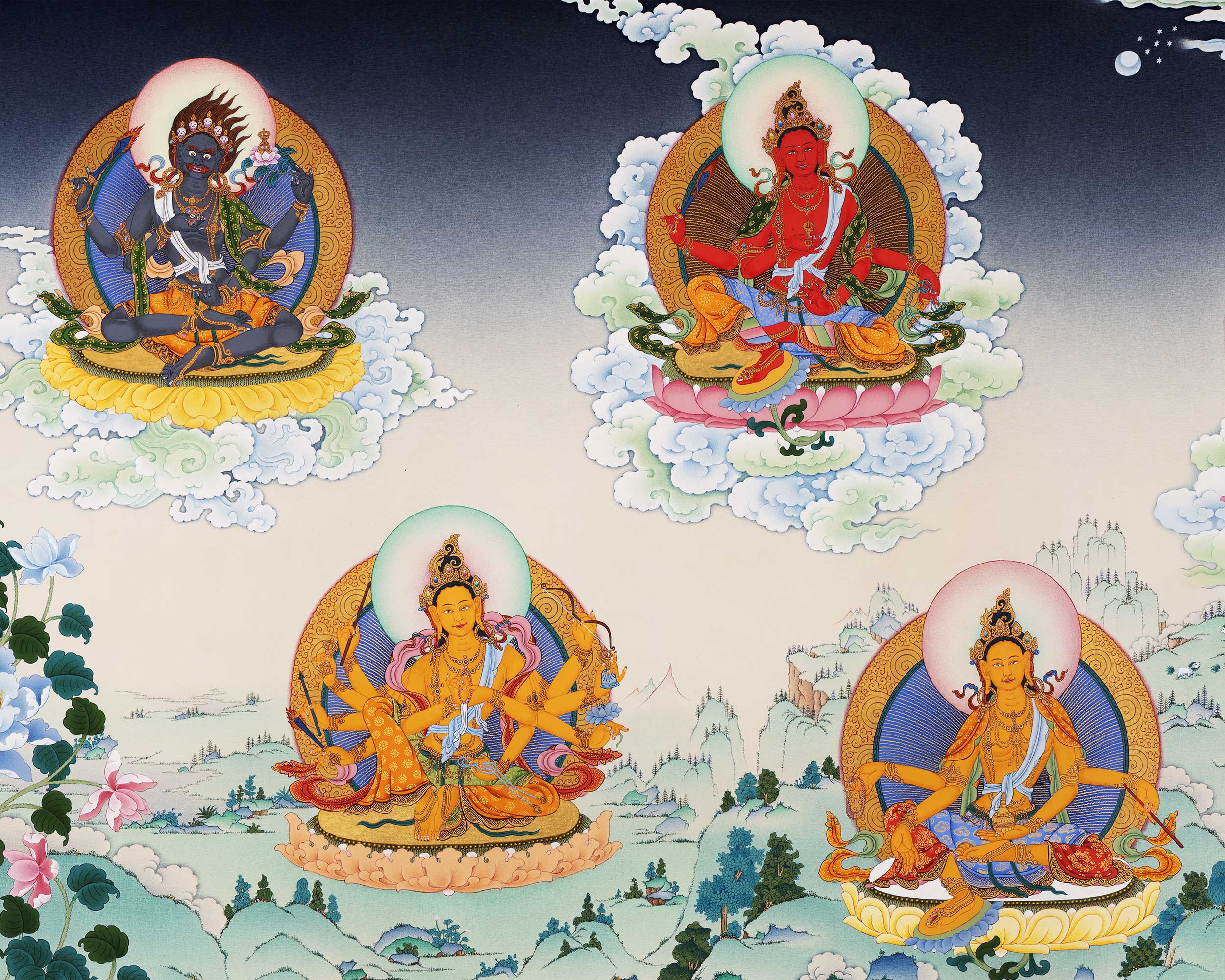 21 Taras Surya Gupta Thangka Print | Himalayan Taras High-Quality Giclee On Cotton Canvas Art