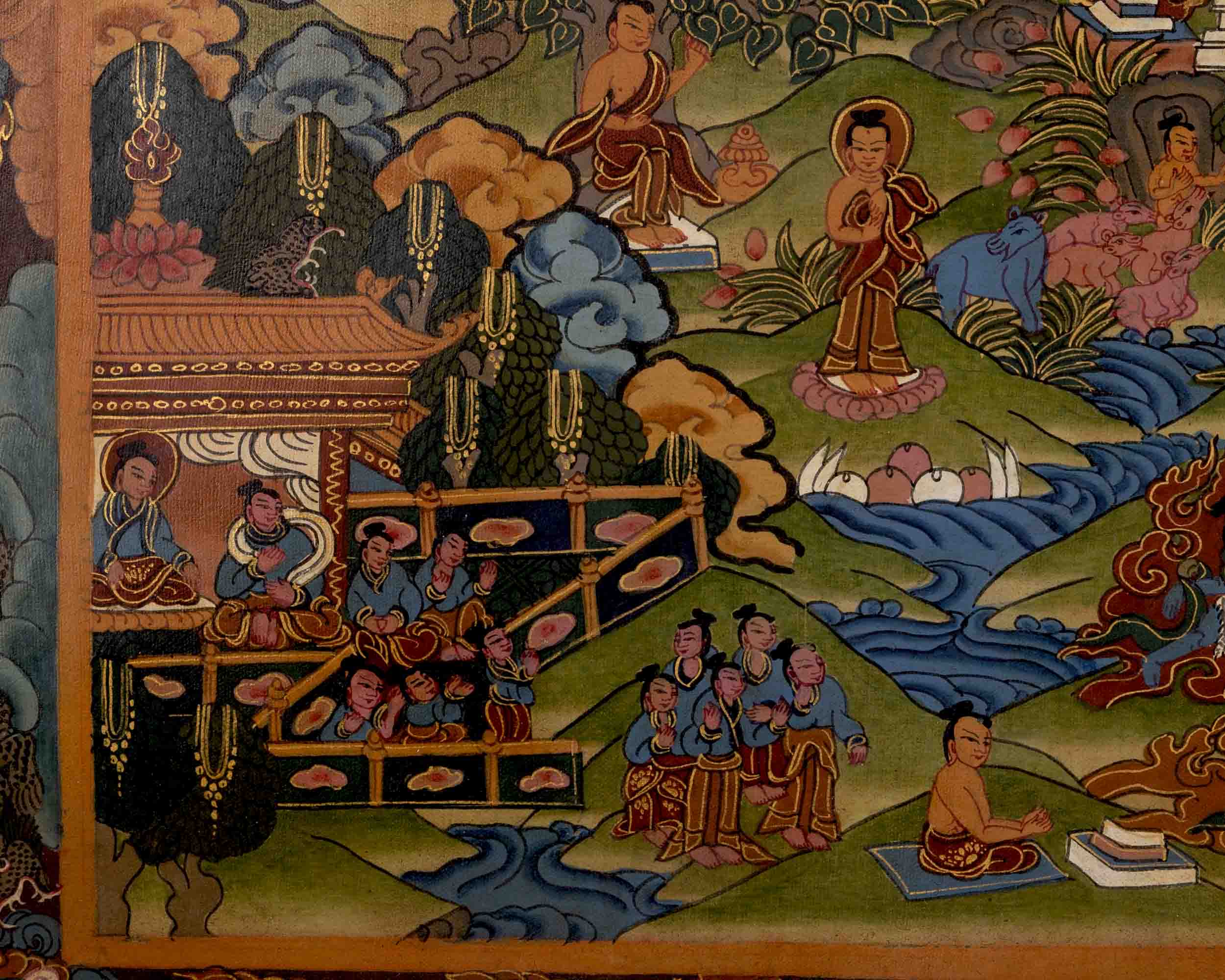 Buddha Life Story | Traditional Tibetan Thangka | Wall Decors