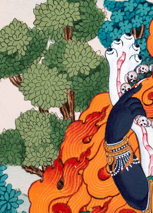 Six Armed Mahakala of Gelug Tradition | Tibetan Mahakala Thangka