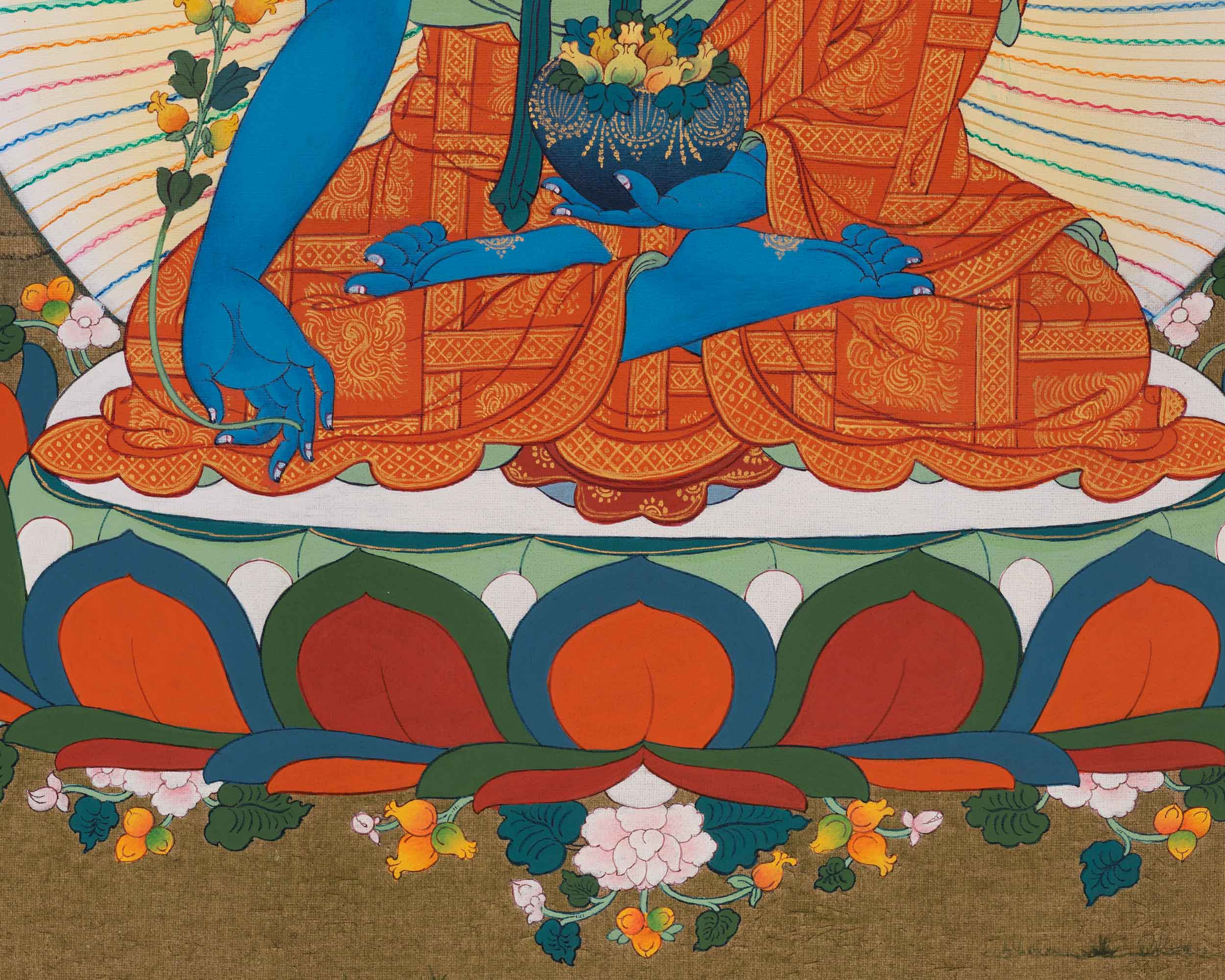 Buddha Medicine Thangka For Meditation & Healing | Traditonal Bhaisajyaguru, Healing Buddha Art