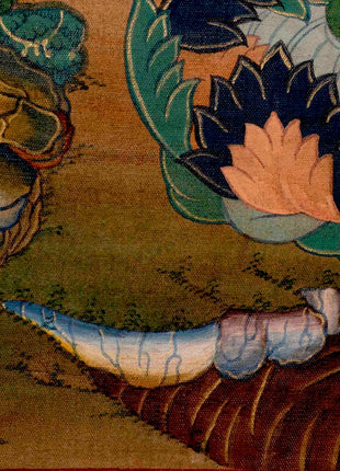 Vintage Padmapani Lokeshvara Art | Tibetan Traditional Thangka | Wall Decors