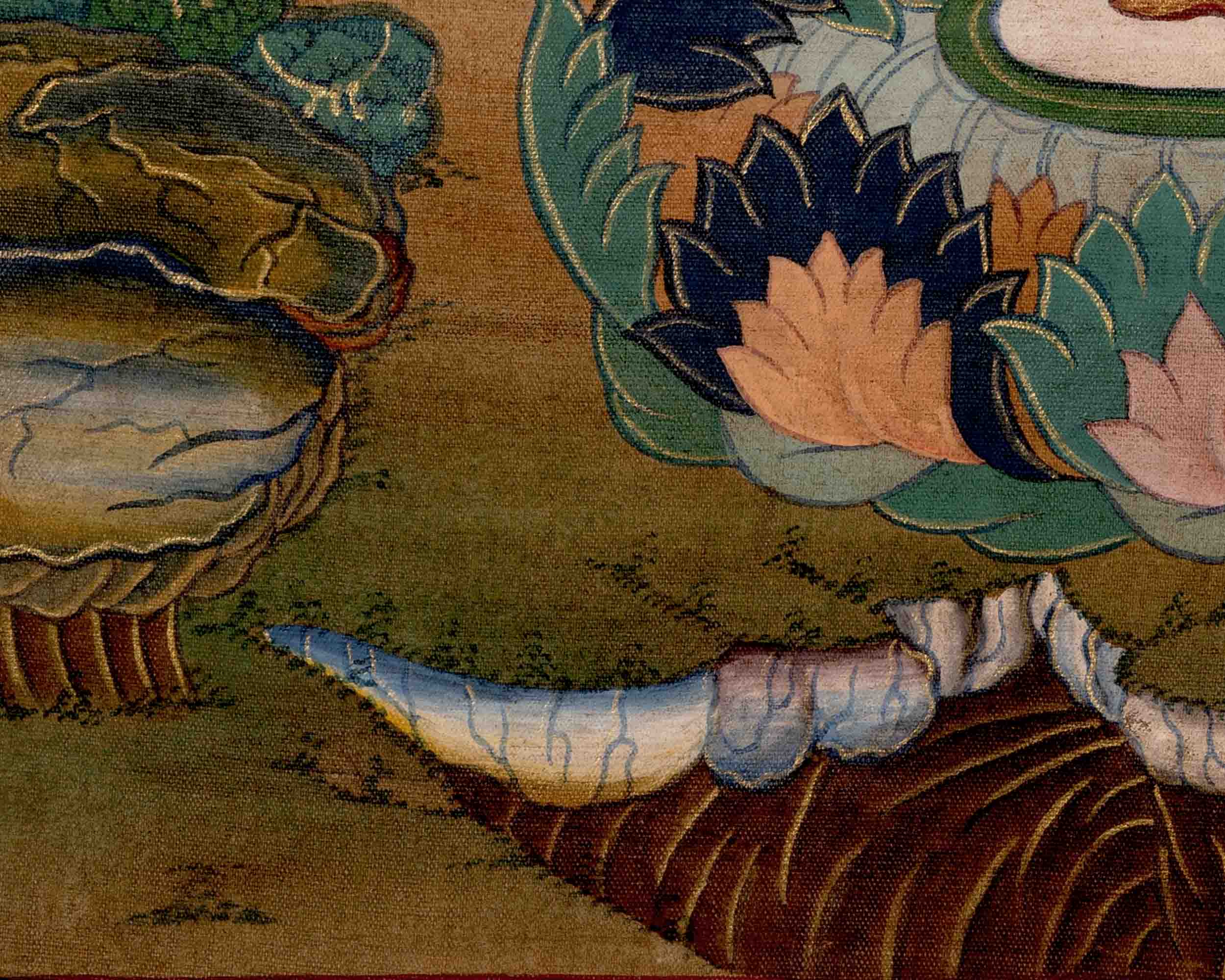 Vintage Padmapani Lokeshvara Art | Tibetan Traditional Thangka | Wall Decors