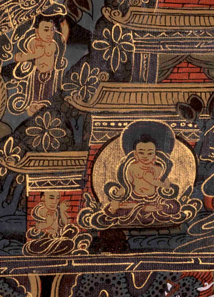 Dark Themed Shakyamuni Buddha Mandala | Wall Hanging