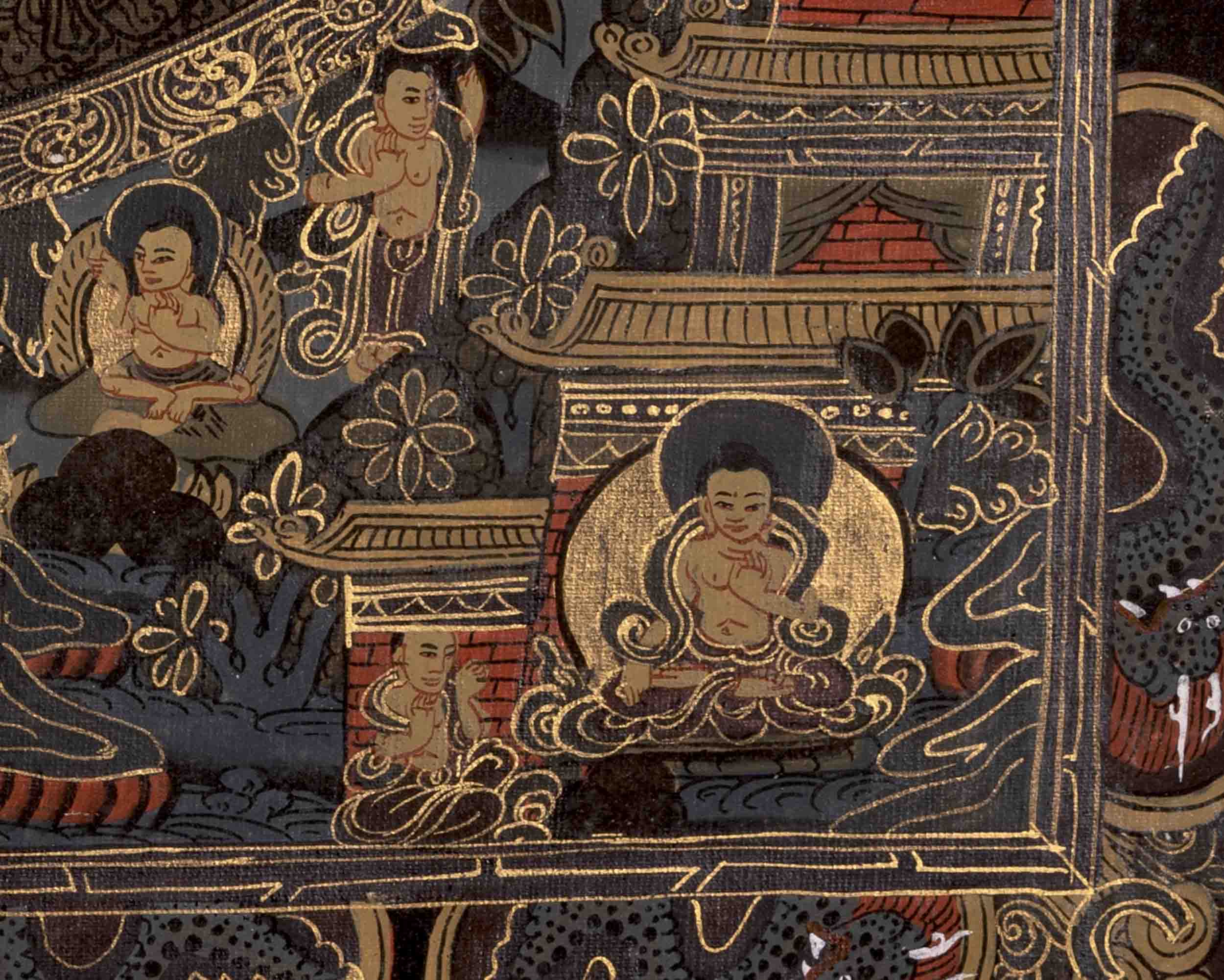 Dark Themed Shakyamuni Buddha Mandala | Wall Hanging