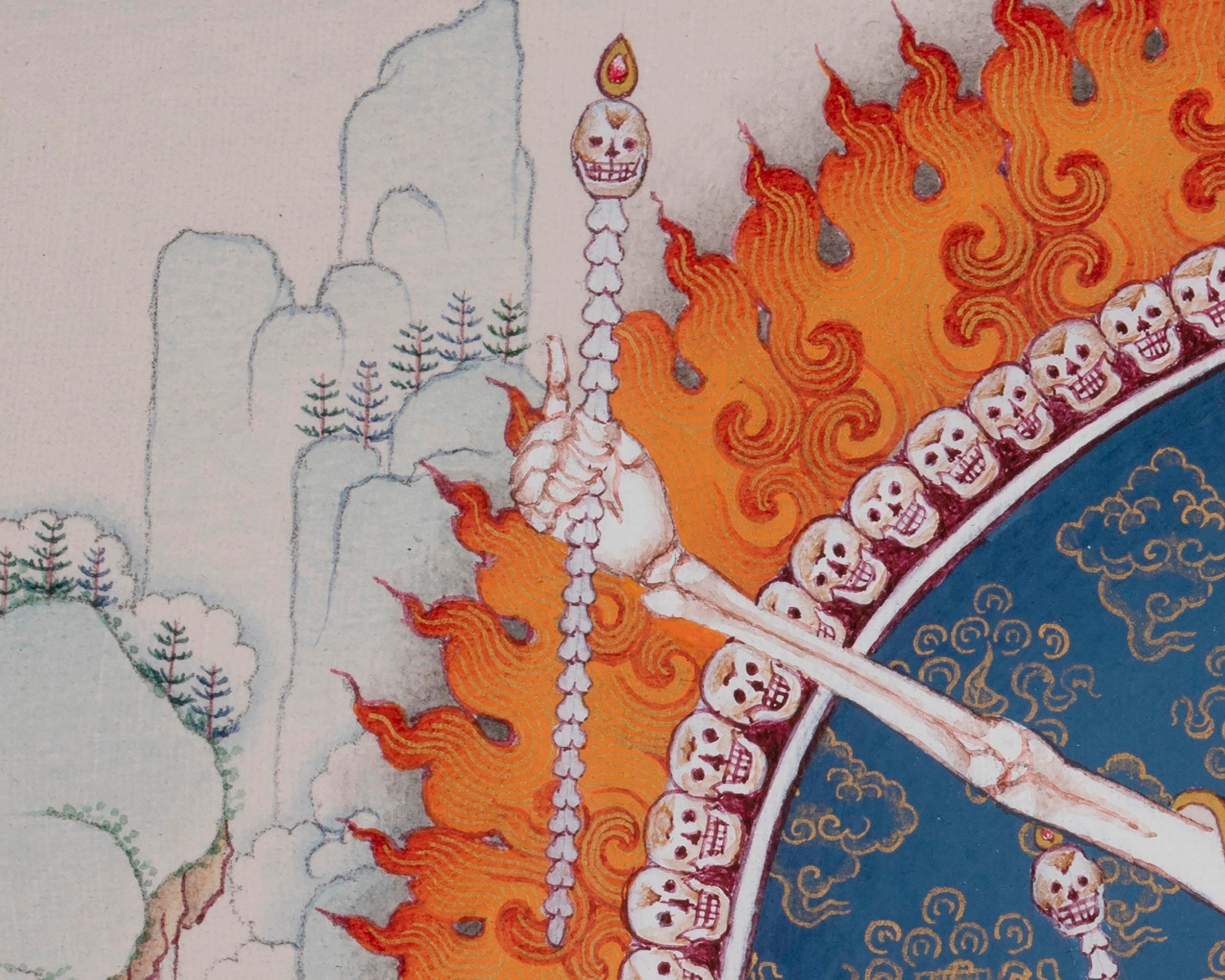 The Dancing Couple Citipati Thangka | Wrathful Lord of Charnel Ground