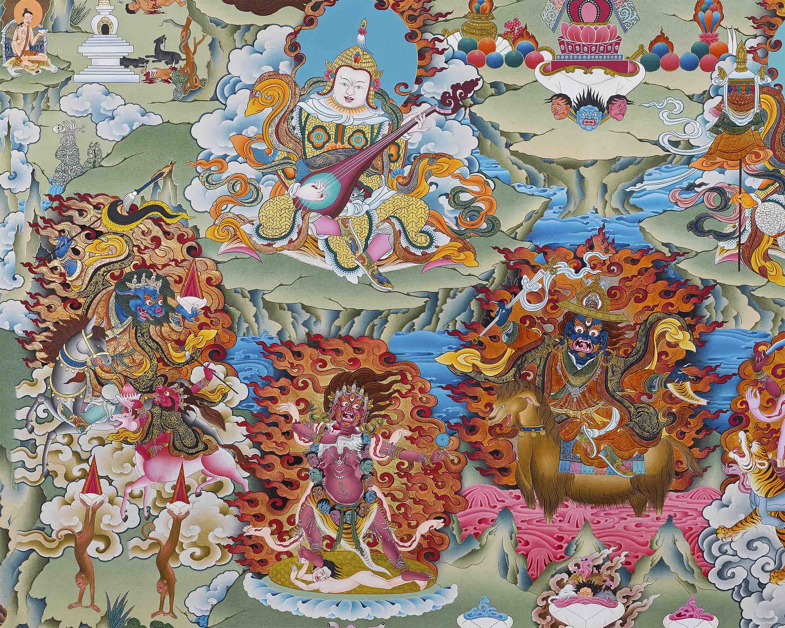 Dorje Drolo Practice Thangka | Hand Painted Dudjom Rinpoche Thangka