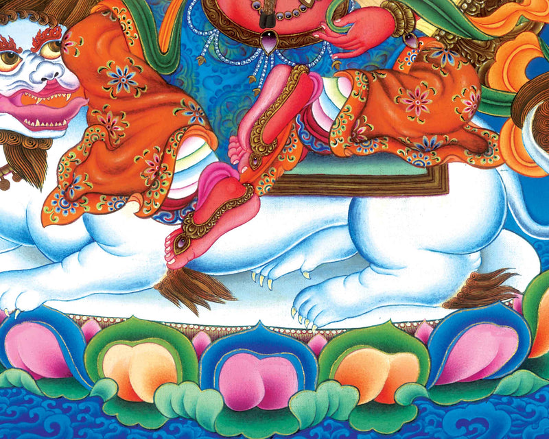 Traditional Himalayan Red Tara Thangka Print | Thangka Prints For Home Decor