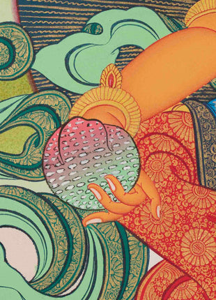 Dzambala Kubera Thangka Painting | Deity Of Wealth | Wall Decors