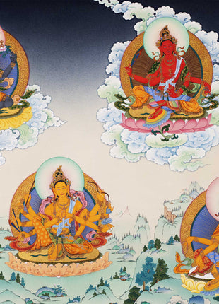 21 Tara Prayer Thangka of Mahasiddha Surya Gupta Tradition | Tibetan Hand Painted Art