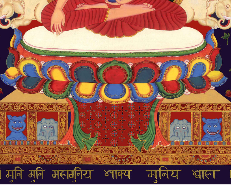 Tibetan Shakyamuni Buddha Thangka Print | Canvas Digital Print
